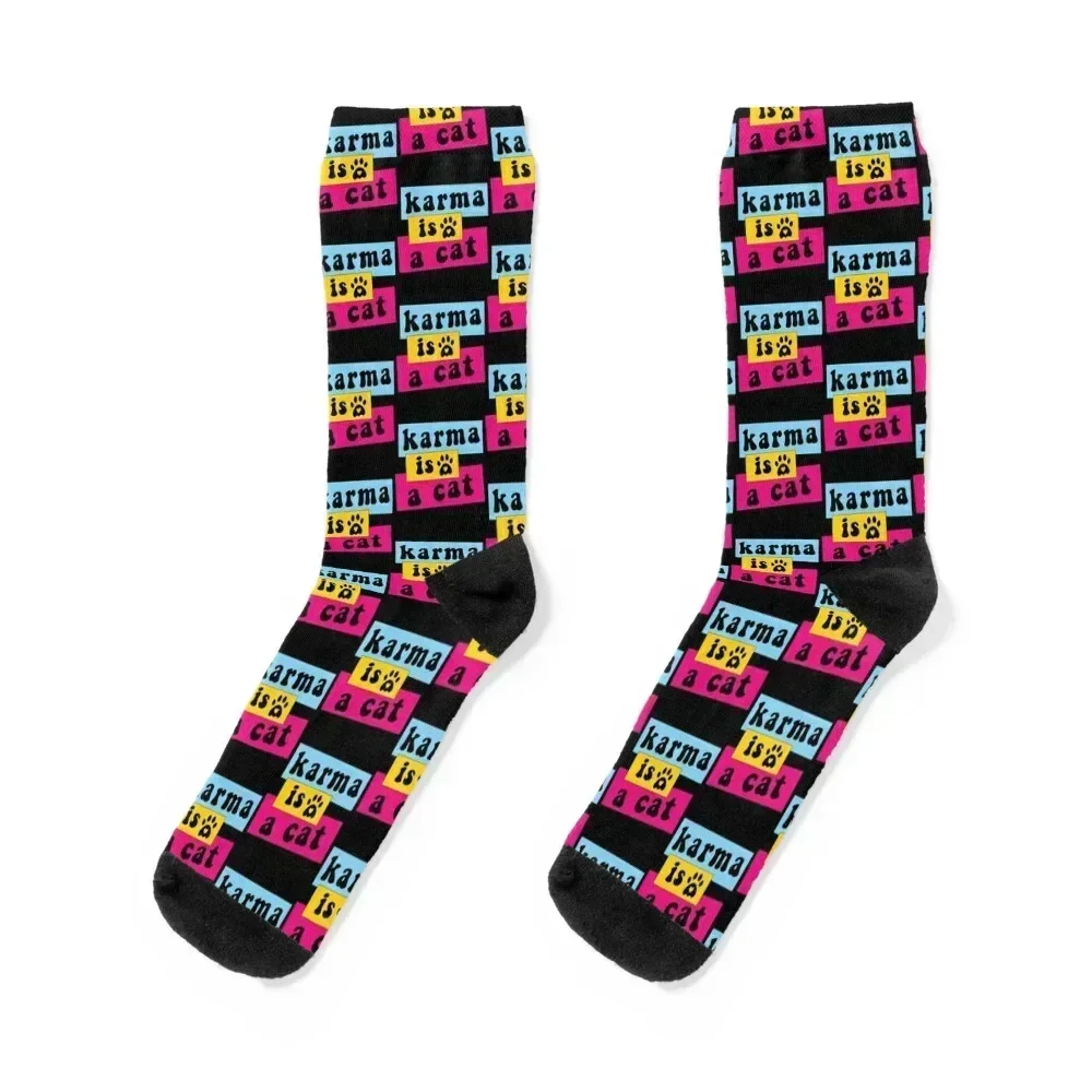 

Karma est un chat qui ronronne sur mes genoux parce qu'il m'aime Socks luxury essential New year's cute Male Socks Women's