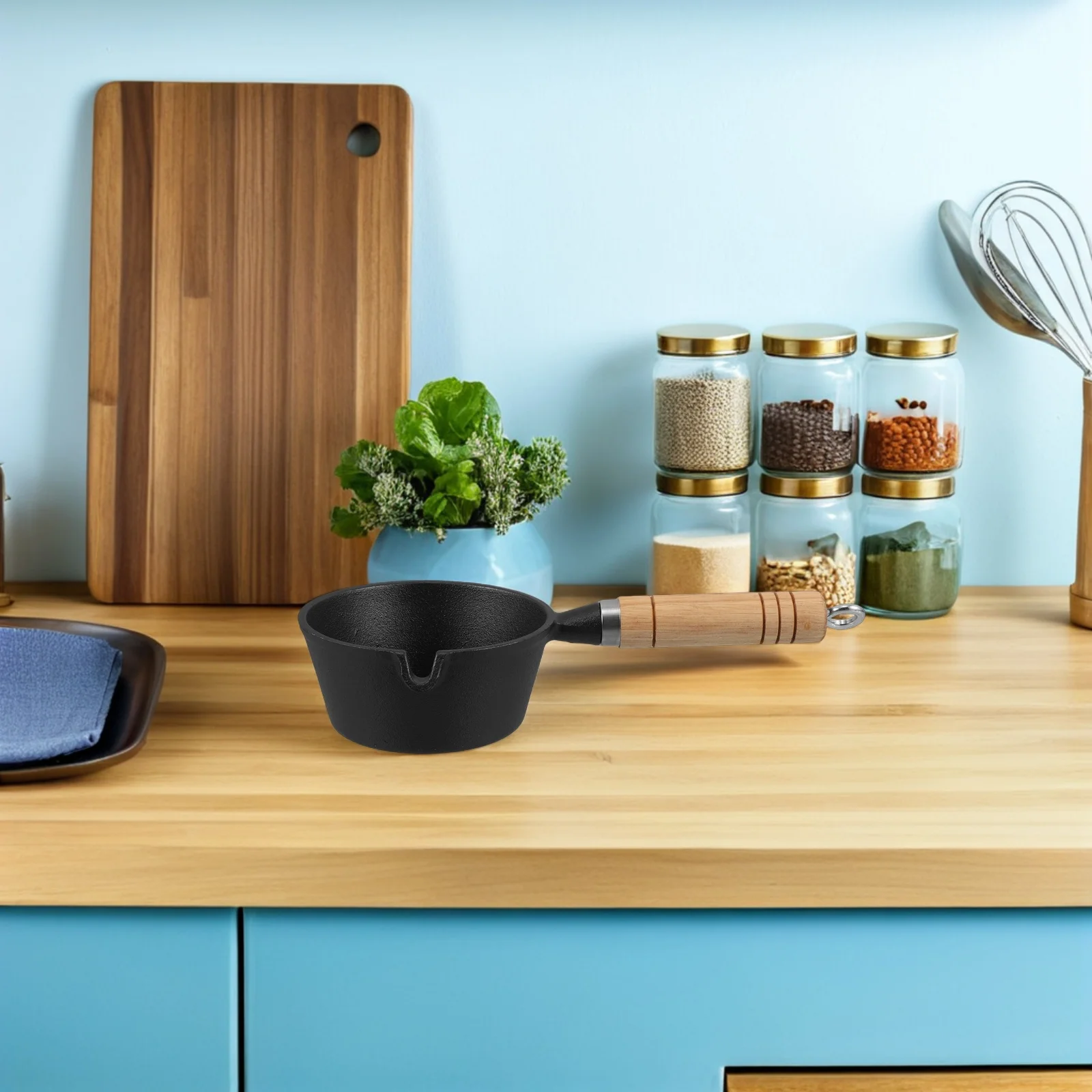 

Cast Iron Mini Skillet: Small Egg Frying Pan For Omelette Butter Melting On Stove, Heat Resistant Handle, Compact Cooking