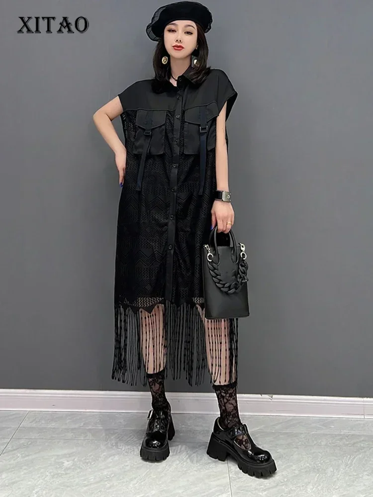 

XITAO сетчатое платье, модное лоскутное маленькое свежее однобортное платье с веером богини, лето 2022, свободное элегантное платье для меньшинств ZY7350