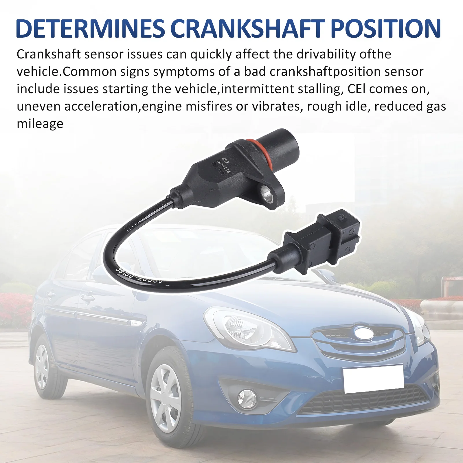 

2 Pins Crankshaft Position Sensor 39180-22600 3918022600 39180-26900 39180-23000 907768 For 2000- 2011 Hyundai Accent