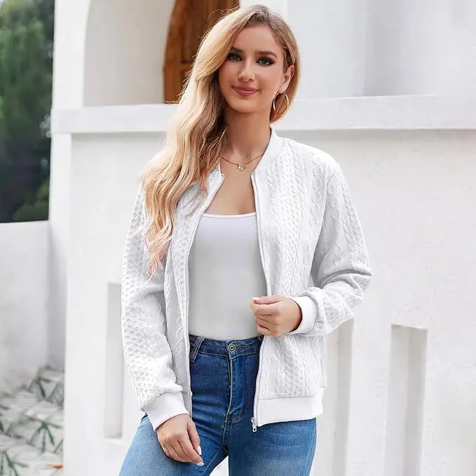 

New Wish Women's Top Jacquard Long-sleeved Casual Short Jacket DFY10082
