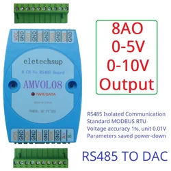 8 Channel Analog Output 0-10V 0-5V AO Module RS485 Modbus RTU To Voltage PLC Remote IO Expansion Board