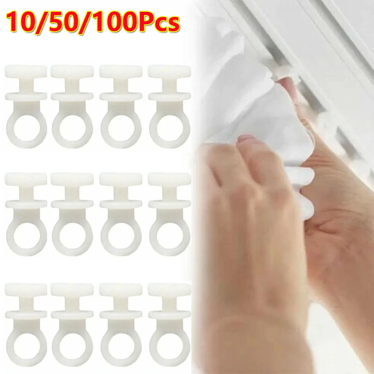 10/50/100Pcs Nylon Curtain Track Hooks Runner For Camper Van Motorhome Caravan Boat Car Track Wheel Curtain Rod Hook Hanging DIY