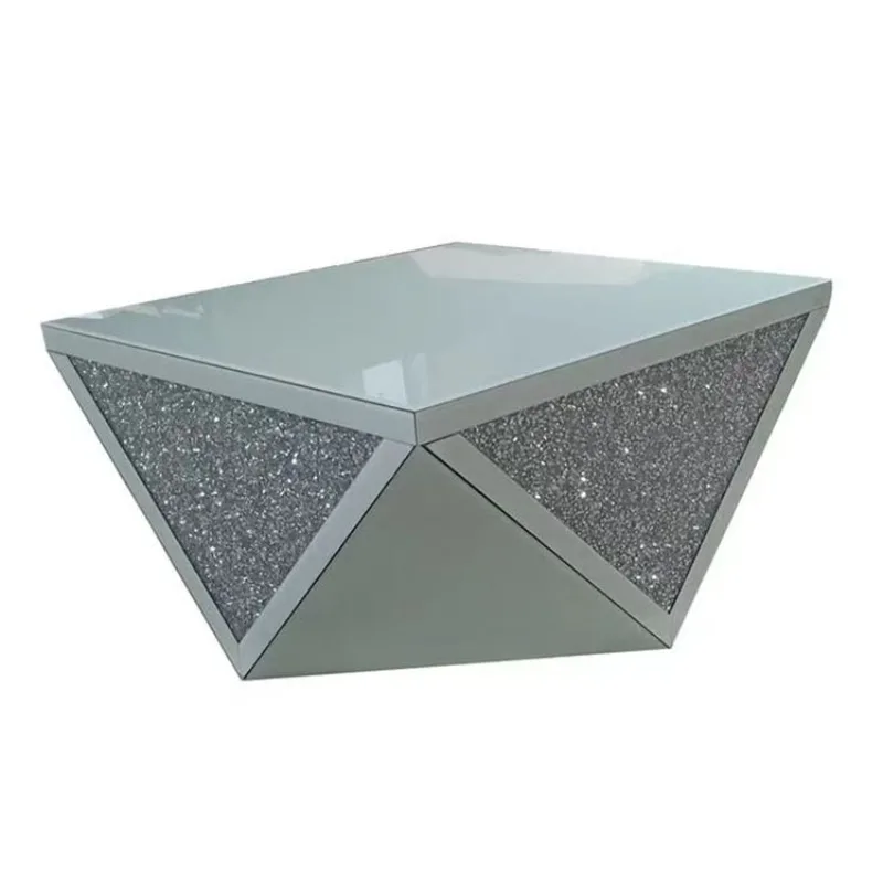 

Square mirror, glass coffee table, three-dimensional modern simplicity, living room and dining room, coffee table