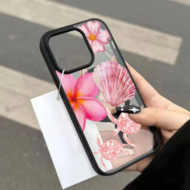 Muschelschildkröten-Lilienblumen Transparente Handyhülle für iPhone 17 16 15 11 14 13 12 Pro Max Plus Hüllen 17Air Silikon Magnetische Abdeckung – Detail 6