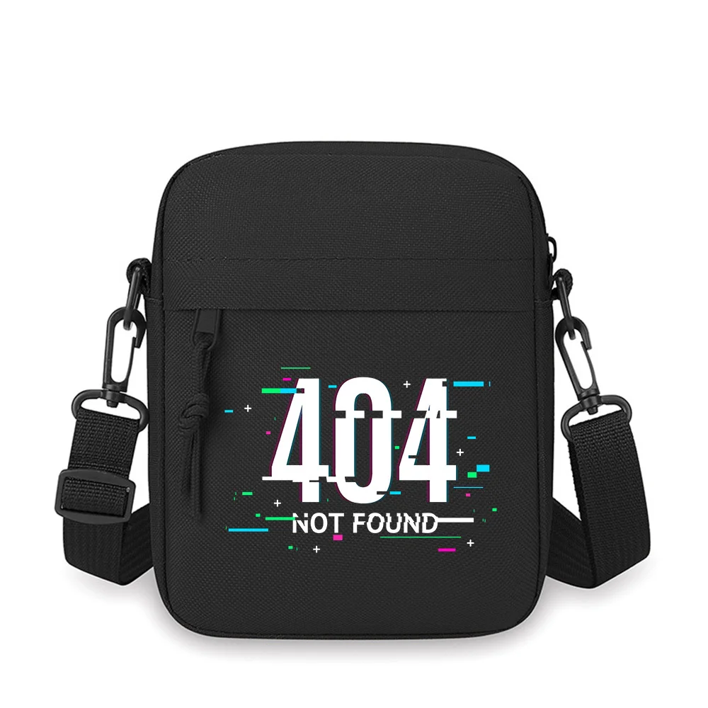 

Error 404 page typography glitch effect design Men Crossbody Bag Single Shoulder Women Cartoon Anime Film Printing Design Unisex