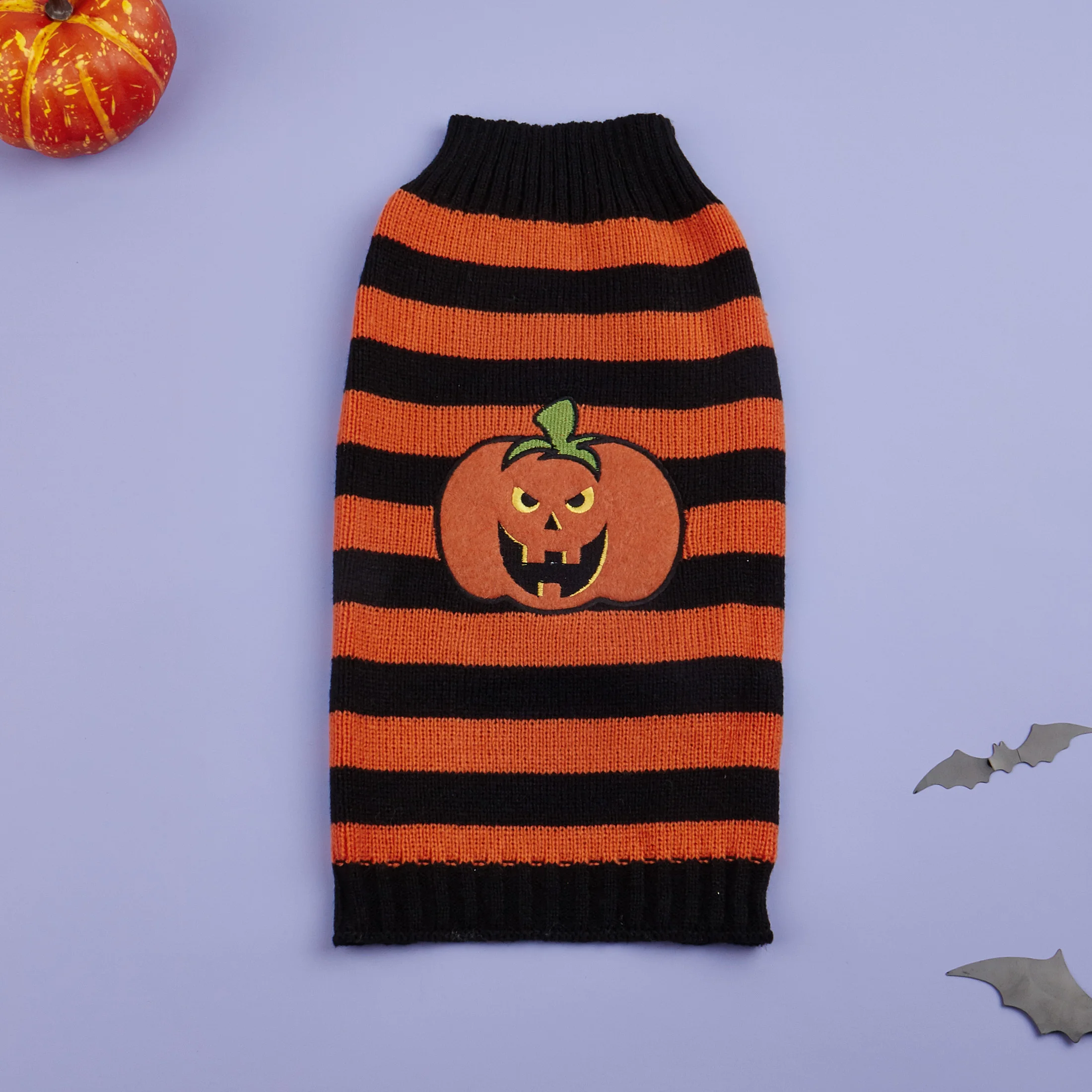 

New Pet Halloween Costume Pumpkin Striped Sweater Dog Clothes Winter Small Medium Pet Dress Up Suitable for Female Male Puppy