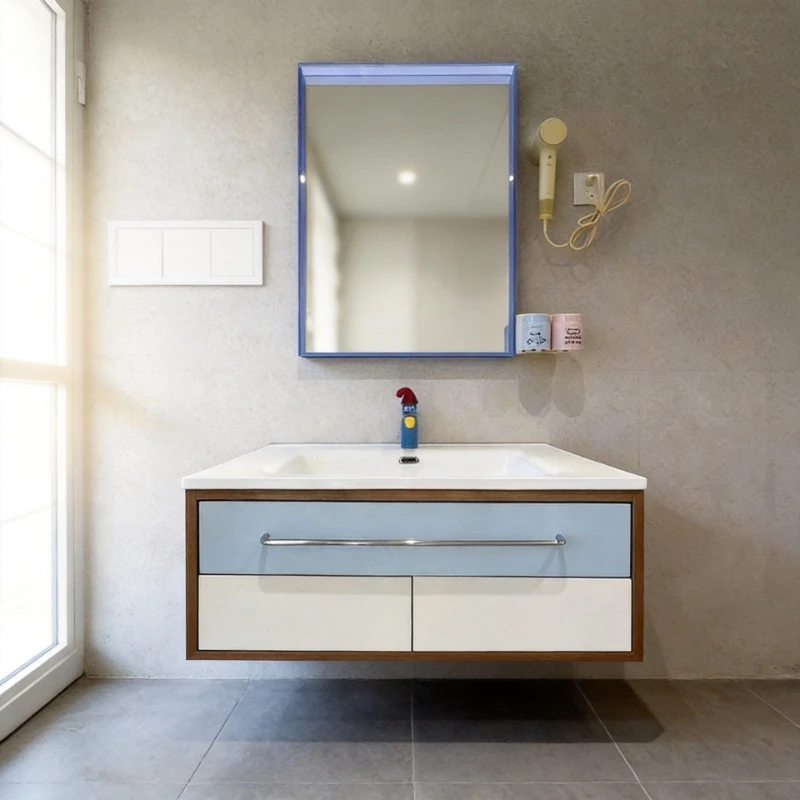Pure solid wood paint bathroom cabinet combination, washstand ceramic integrated basin c