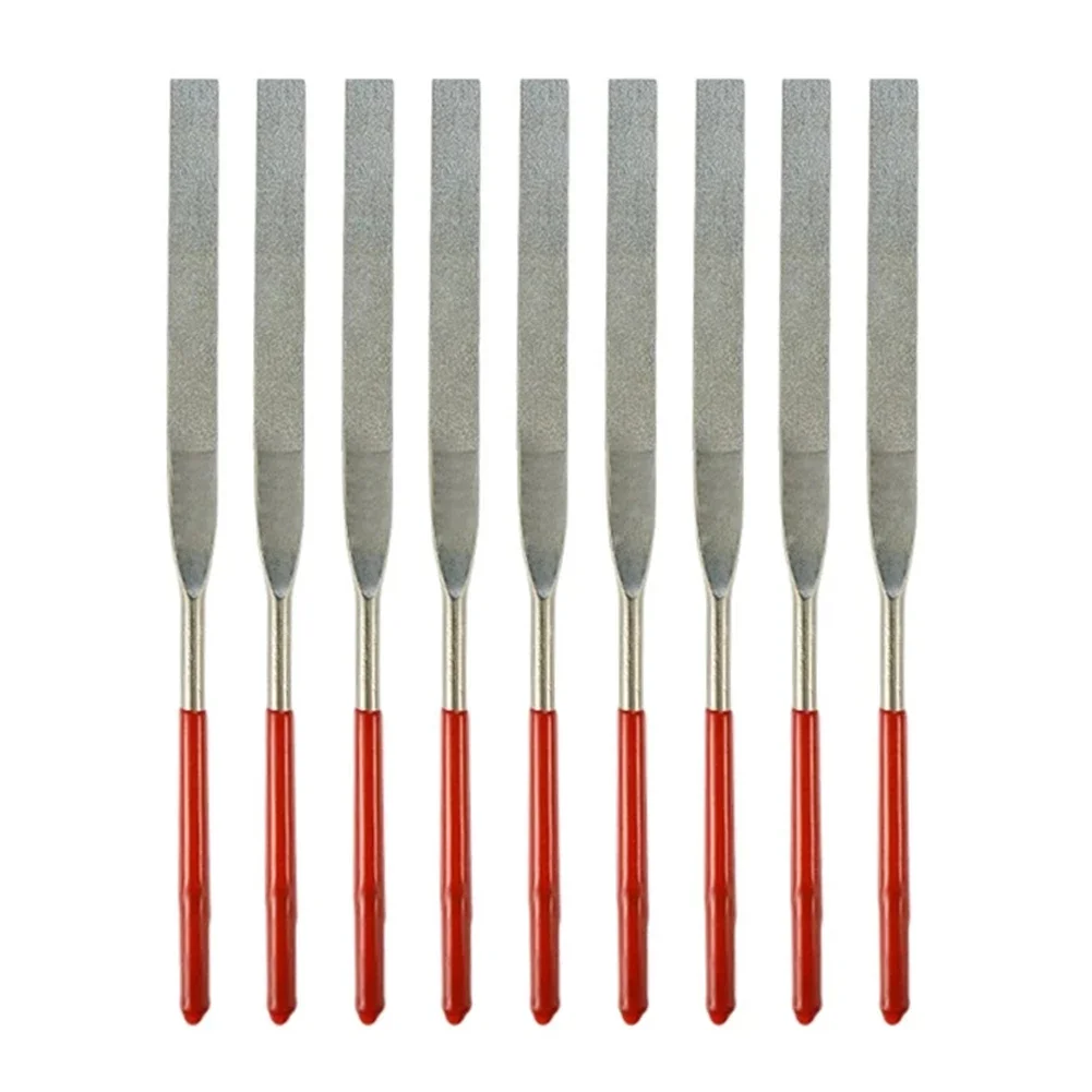 

Needle Files Set Mini Needle Files Room Home Indoor 10 Pcs/Set 3*140mm Electroplated Diamond Grinding Red+Silver