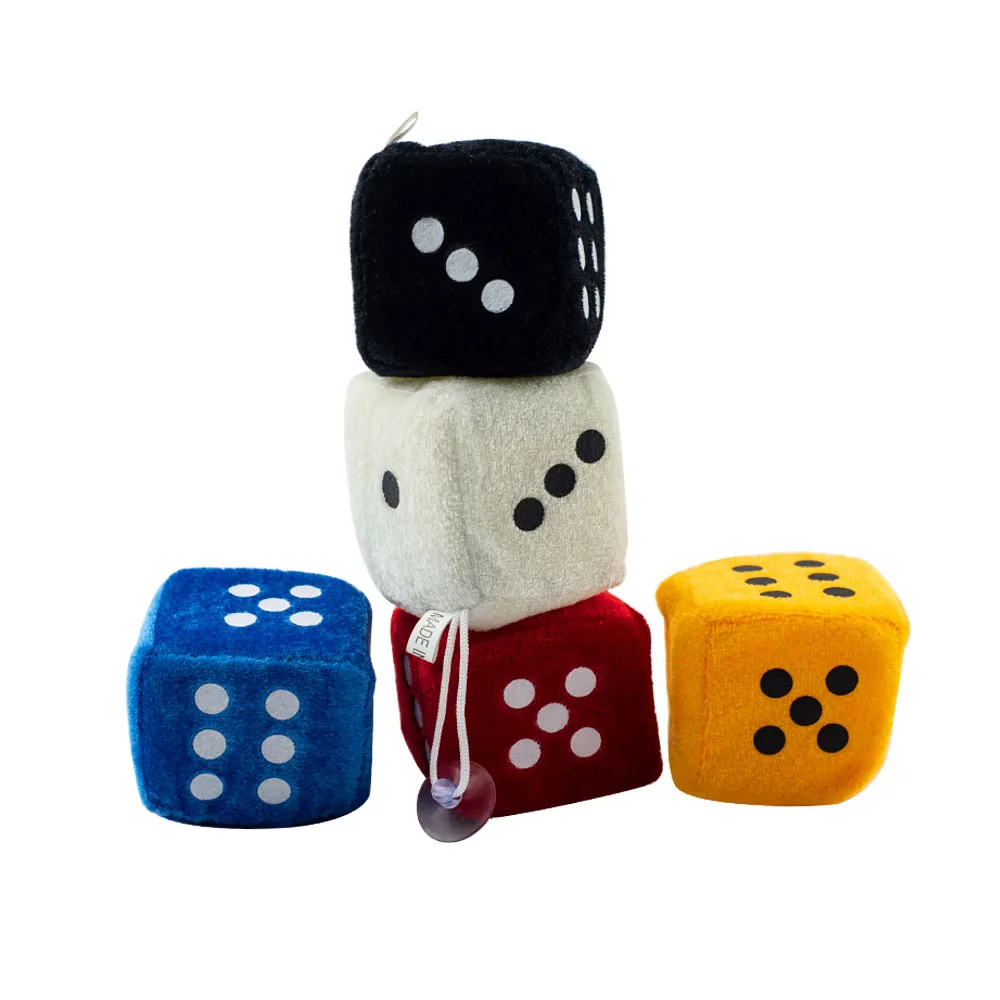 Car Plush Ornaments Plush Dice Toy Sucker Pendant Decompression Cartoon Dice Creative Gift Car Interior Decoration Accessories