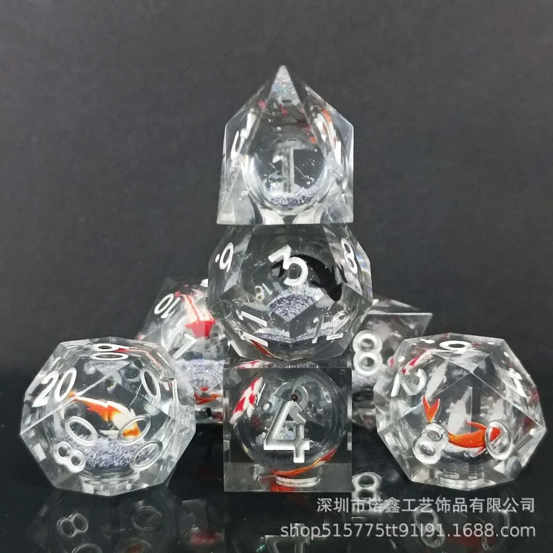 

Resin Dice Set with Decal Role Playing Game Polyhedral Dice for Tabletop RPG Classic Team Entertainment Game Dice Tool 7pc