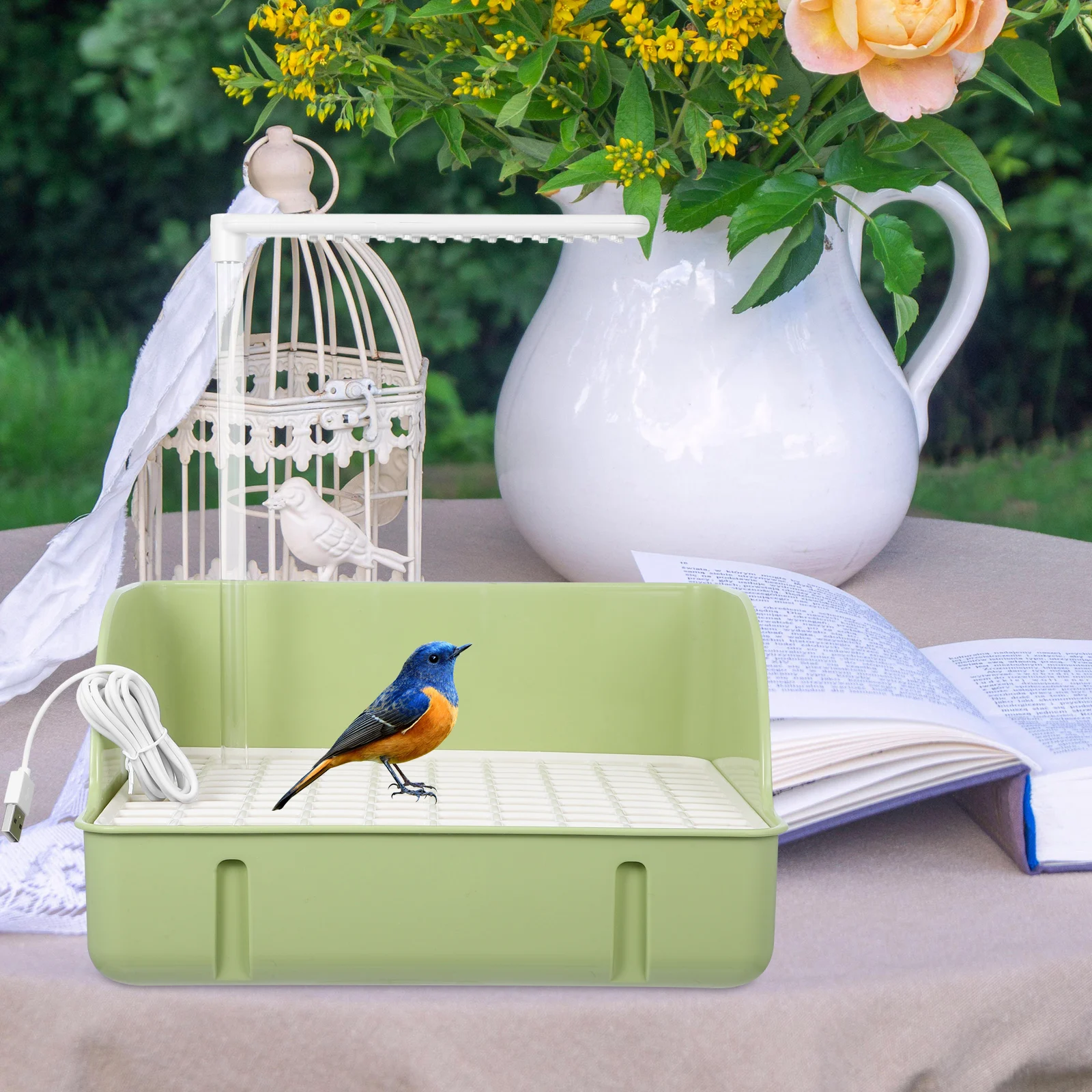 

Circulating Parrot Indoor Bathing System Small Spaces Garden Automatic Circulating Water Fountain Pet Bath Shower Tub Automatic