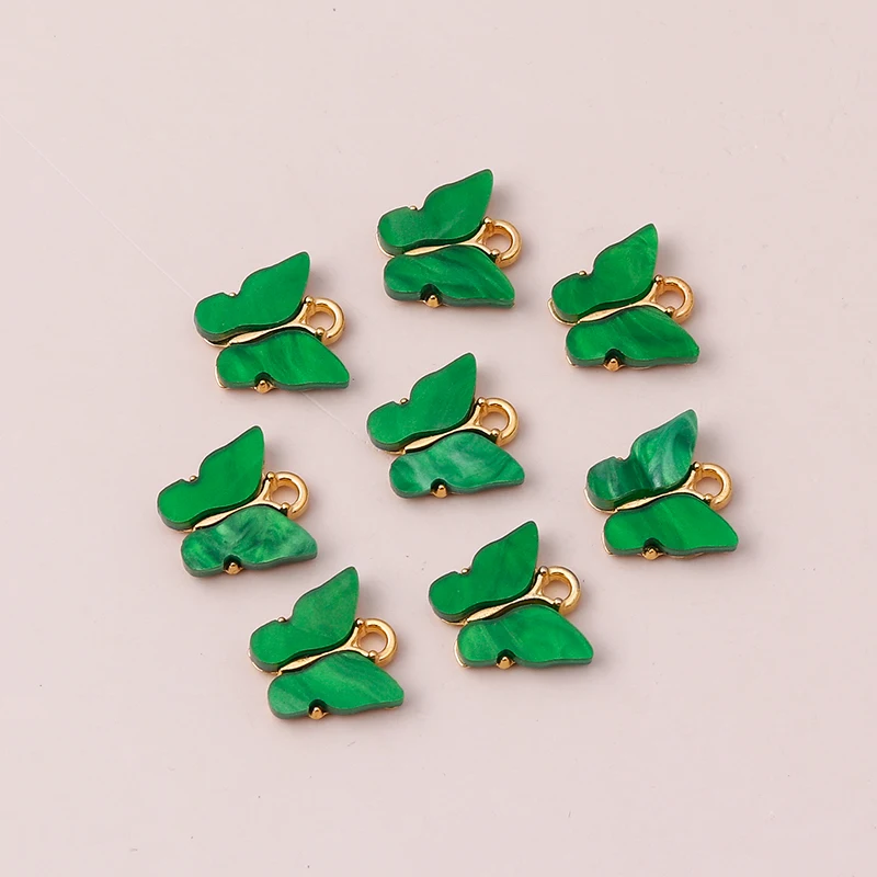  20 Stück 13 x 13 mm niedliche bunte Acryl-Schmetterlingsanhänger für Halsketten, Ohrringe, Armbänder, DIY-Handwerk, Schmuckherstellung – Detail 11