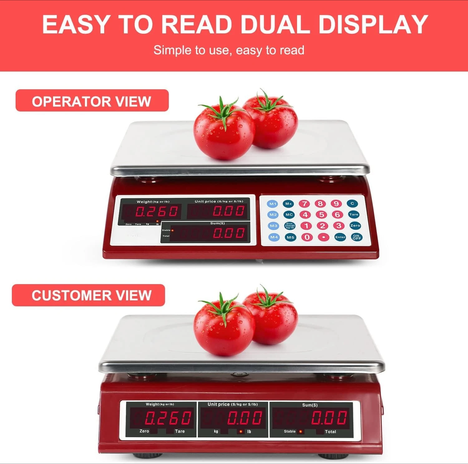 Commercial Food Scale, 66lb/30kg, Price Computing