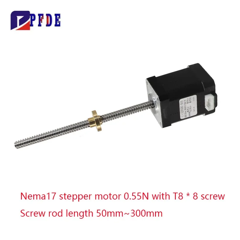 Nema17 Stepper Motor T8 Lead 8MM Screw 5mm0 to 300MM Length Z Axis 1.8 Degrees 17HS3401S-T8 1.3A 28N.CM For 3D Printer Monitor