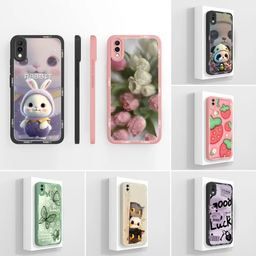 Case For Vivo Y97 Cute Cartoon Rabbit Pattern Liquid Silicone Upgraded Shockproof Protective Shell For Vivo Y 97 Handphone Cover