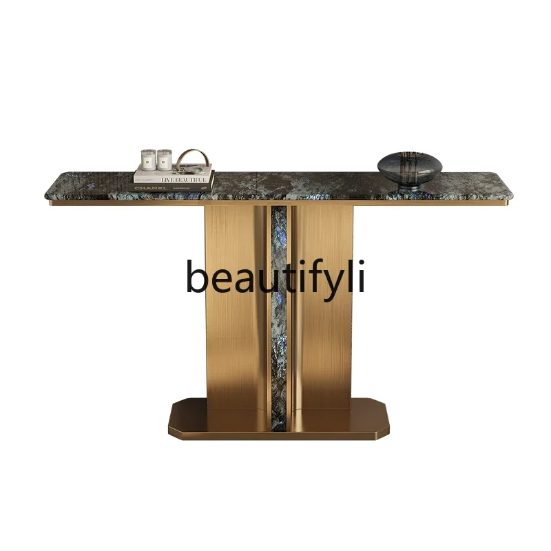 

Light luxury natural marble blue jadeite entrance table villa living room against the wall modern simple entrance table