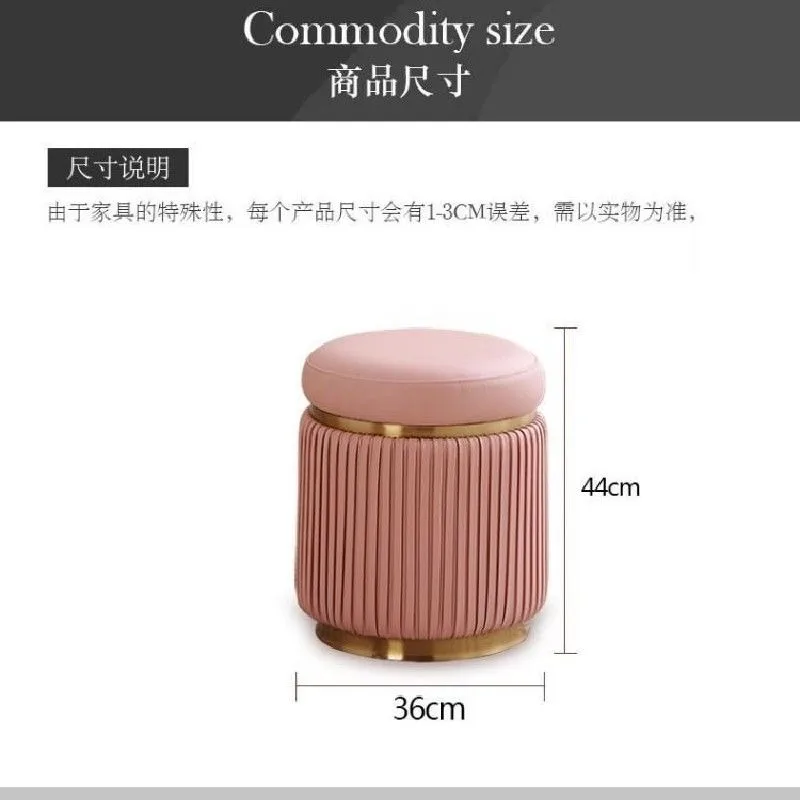 Eco-Friendly Nordic Vanity Stool Upholstery Sturdy Construction High Rebound Sponge Seat for Bedroom Living Room Office Ottomans