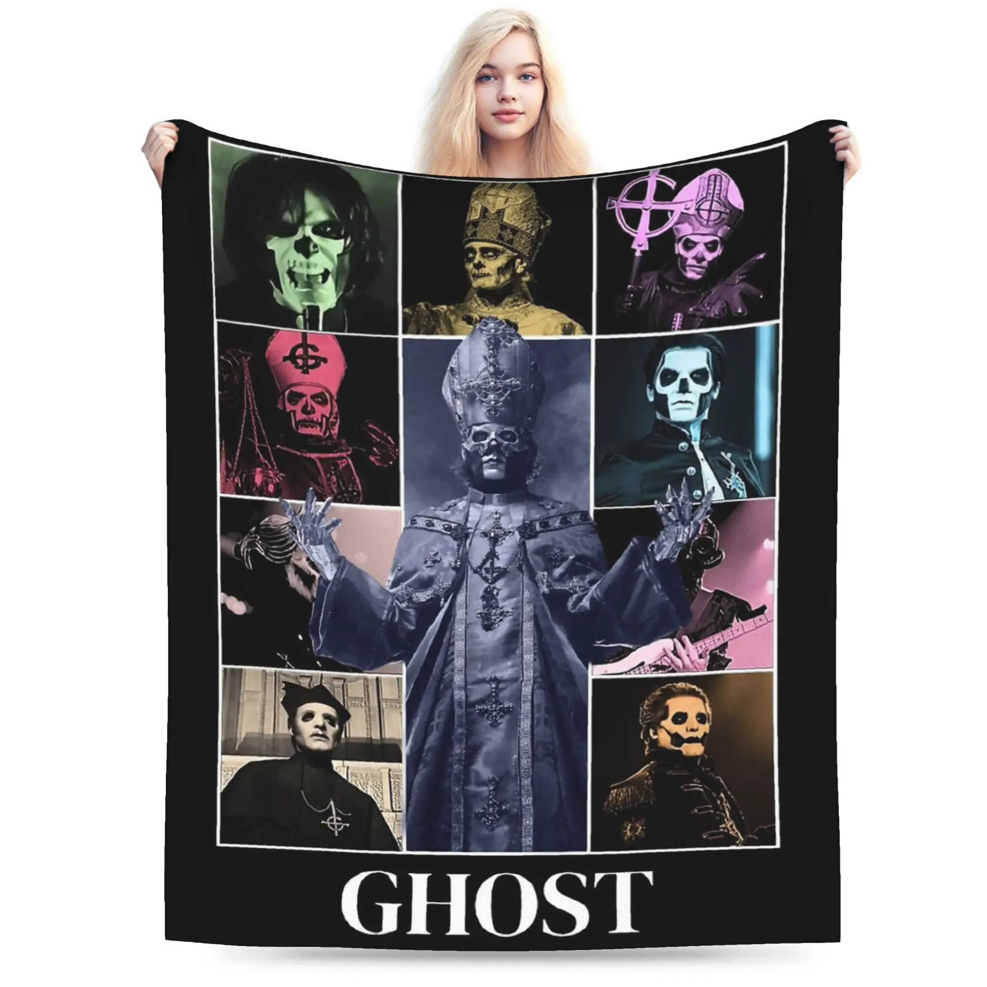 Papa V Perpetua Ghost Band Blankets Flannel All Season  Breathable Lightweight Thin Throw Blankets for Home Office Bedspread