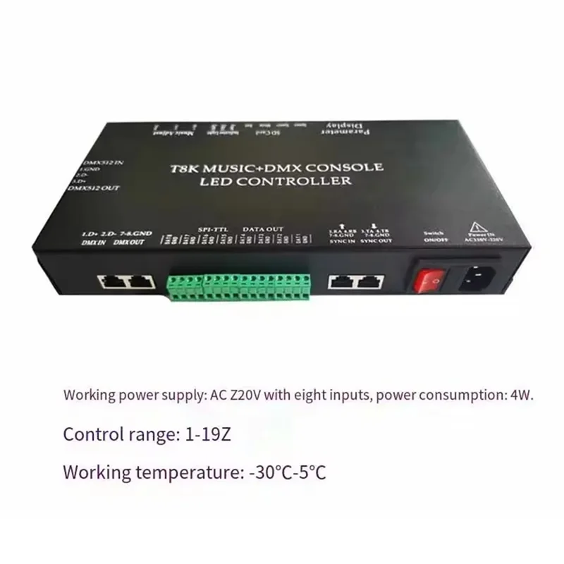 B03B-WS2811 WS2815 Per RGBIC SPI-TTL Controller modulo luce di striscia led T8K Musica + Console DMX 8 canali Porta con microfono In
