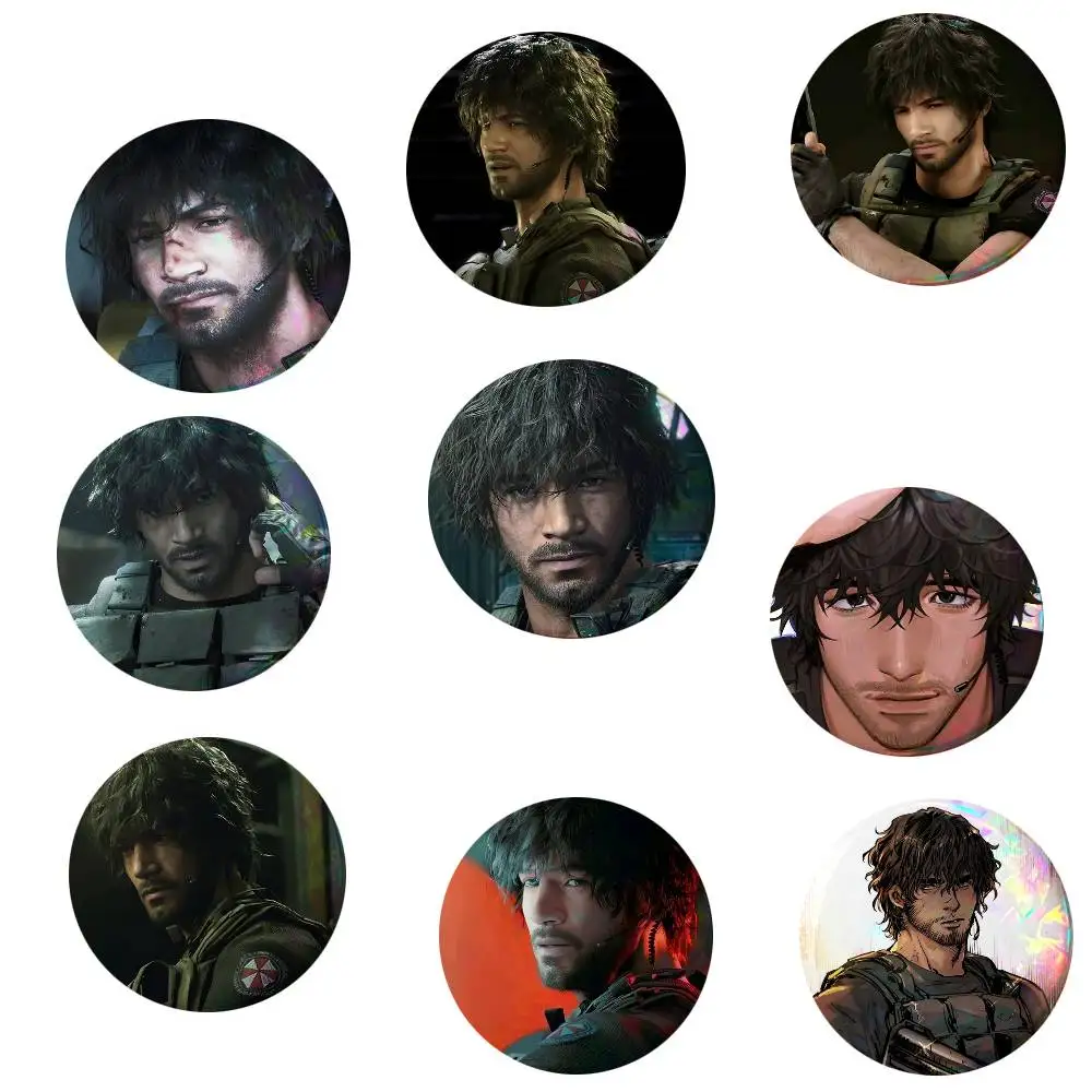 Game Resident Evil Carlos Oliveira Round Badge Creative Brooch Clothing Backpack Accessories Lapel Pin