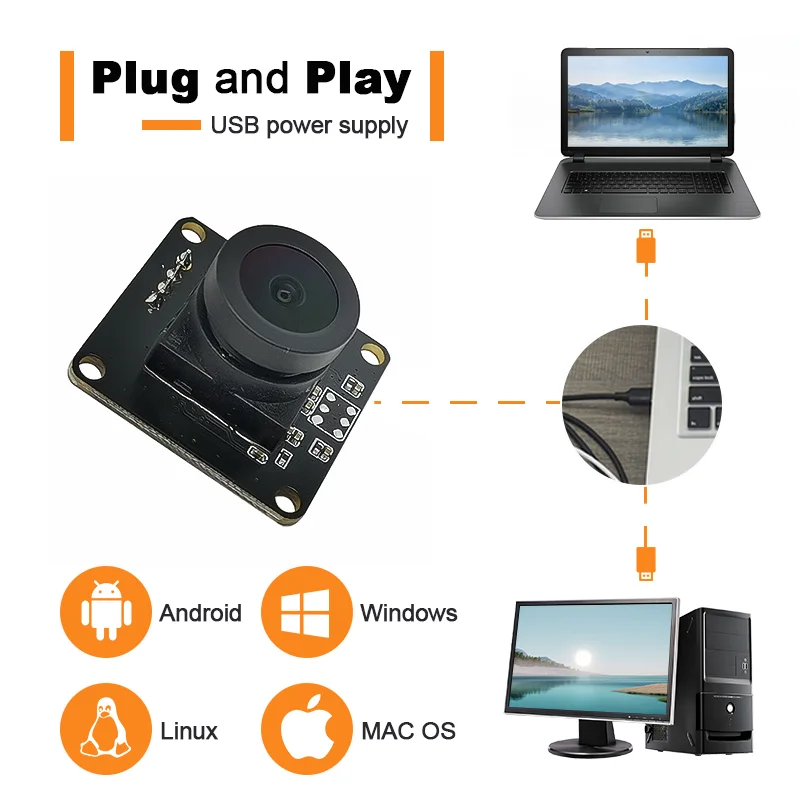 Weitwinkel-Fisheye-Mikrofon, USB-Kameramodule, 1 MP, OV9732 CMOS-Kameramodul für intelligentes Türschloss