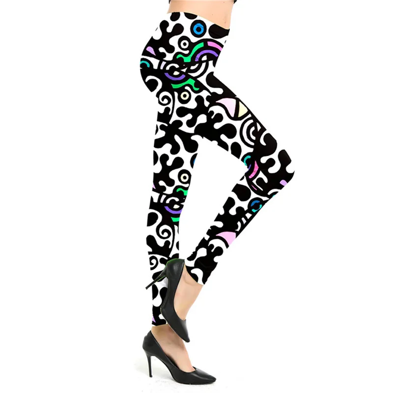 Nieuwe Cartoon Fitness Enkellange Broek Vrouwen Leggings Print Broek Sport Panty Elastichigh Taille Polyester