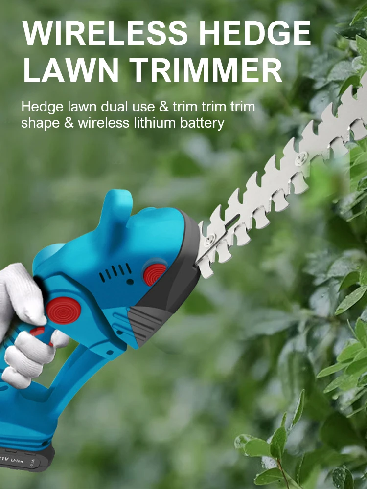 Cortasetos eléctrico 2 en 1, cortacésped doméstico de mano de 6500mah, tijeras de jardín, herramienta eléctrica para batería Makita de 21V