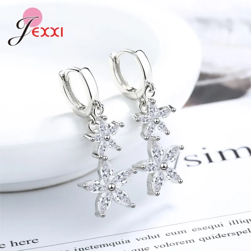 

Романтические серьги-капли из стерлингового серебра 925 пробы со звездами и стразами для женщин, модные серьги со звездами из кубического циркония, вечерние украшения