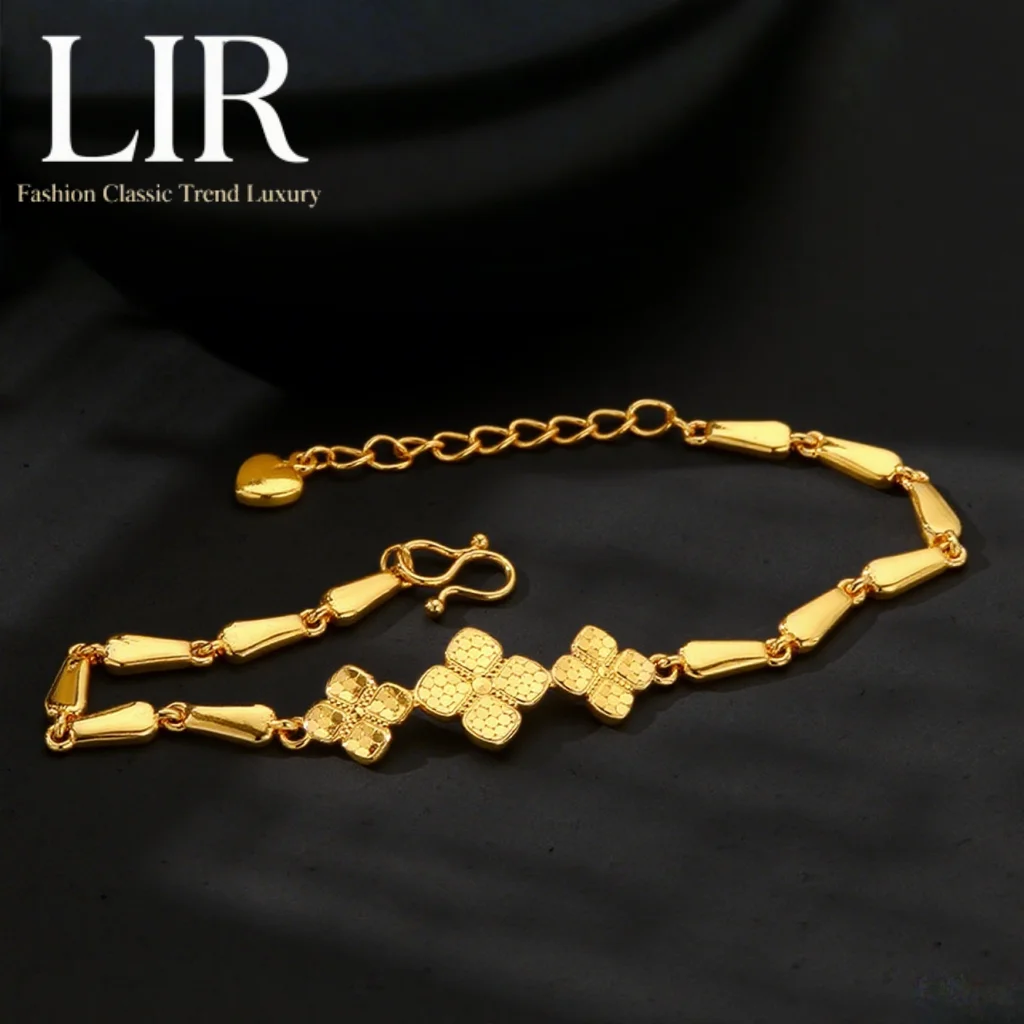 lir-fadeless-clover-snake-chain-bracelet-new-plating-shiny-classic-versatile-women's-trendy-jewelry