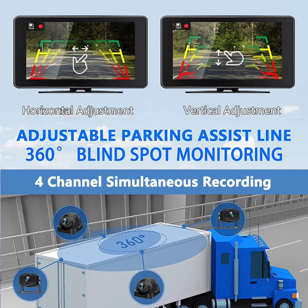 10,1 inch touchscreen auto/camper/bus/vrachtwagen AHD monitorsysteem 1080P voertuig DVR camera HD nachtzicht omkeren parkeerrecorder