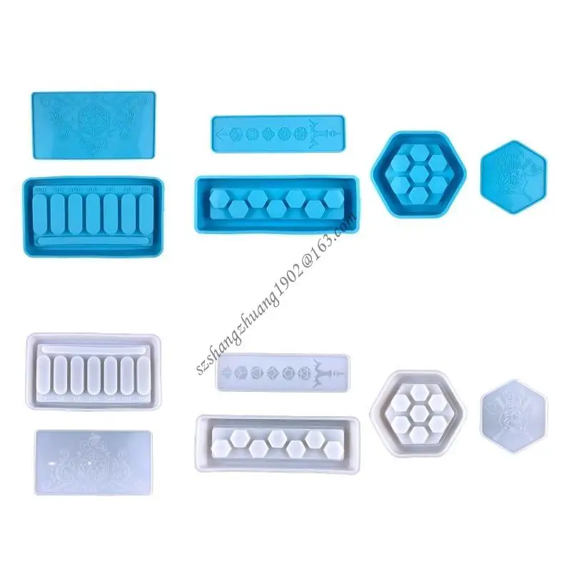 

Q6RB Hexagonal Storage Box Mold Diy Storage Cover Set Silicone Mold