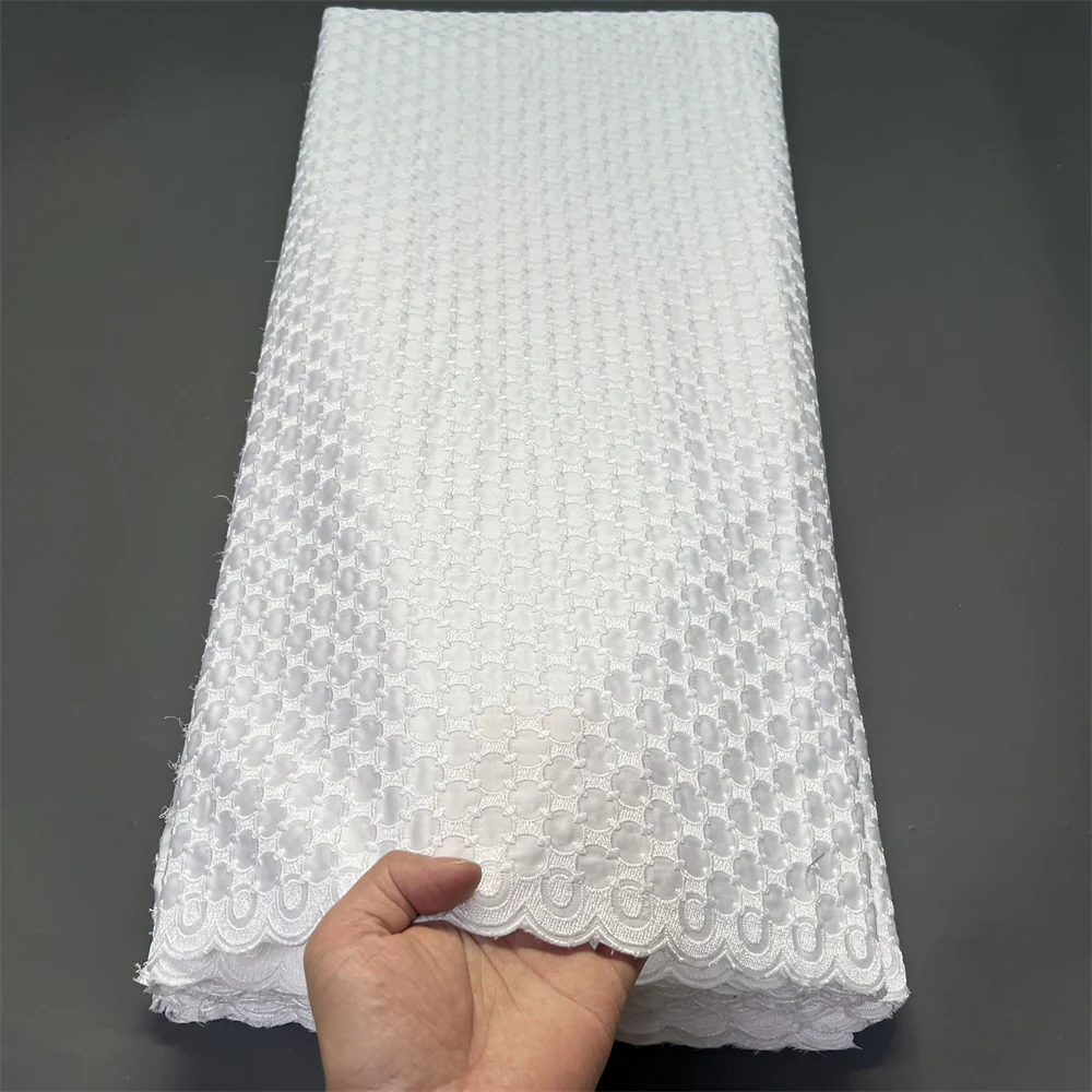 

Высококачественная африканская нигерийская тюлевая кружевная ткань 2026 года для пошива платьев, дамаст из чистого хлопка с вышивкой, для свадеб и вечеринок, 5 ярдов, hz1410