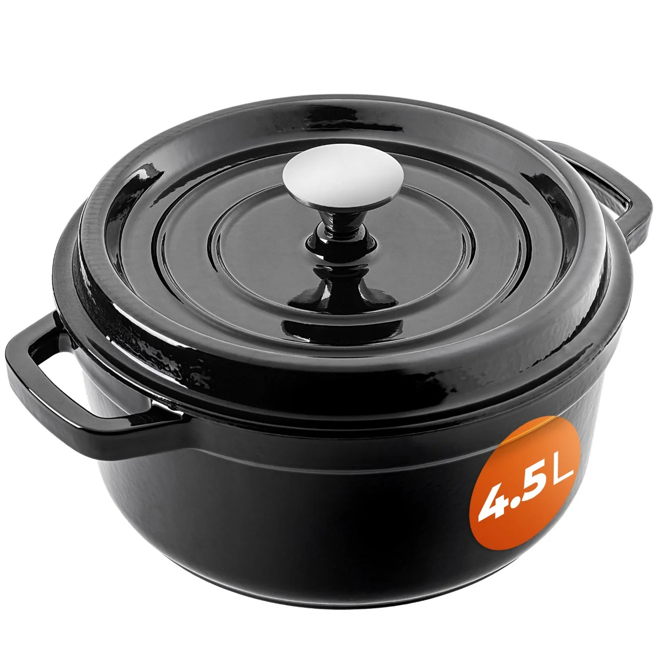 KADAX 4,5L gietijzeren pot geëmailleerd met deksel inductie gasoven zwart 23cm