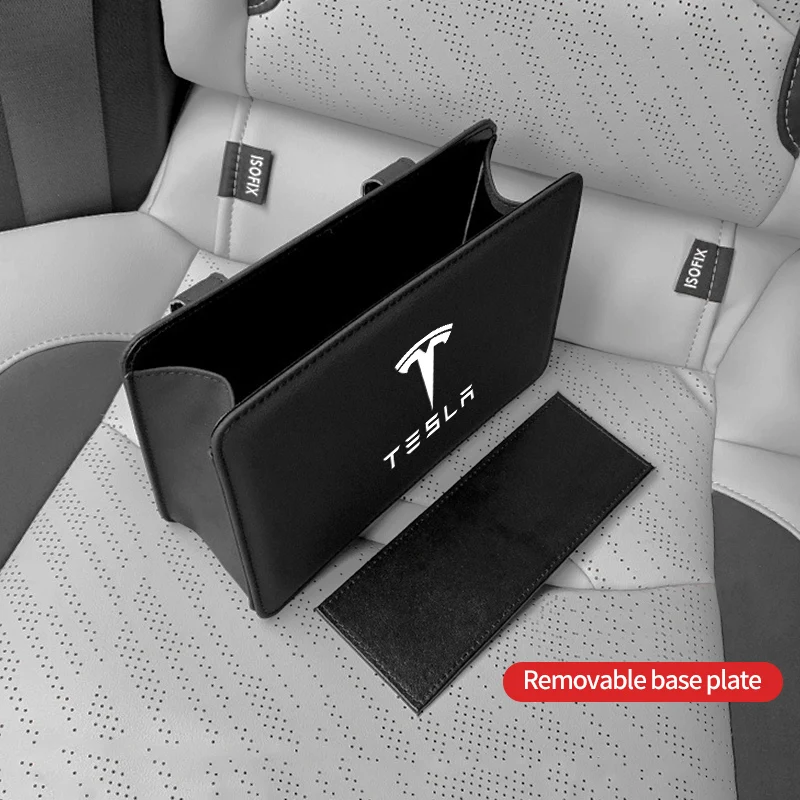 For Tesla Model 3 S X Model Y ABS Car Logo Badge Trash Bin Garbage Dust Case Plastic Trash Can Auto Interior Storage Accessories