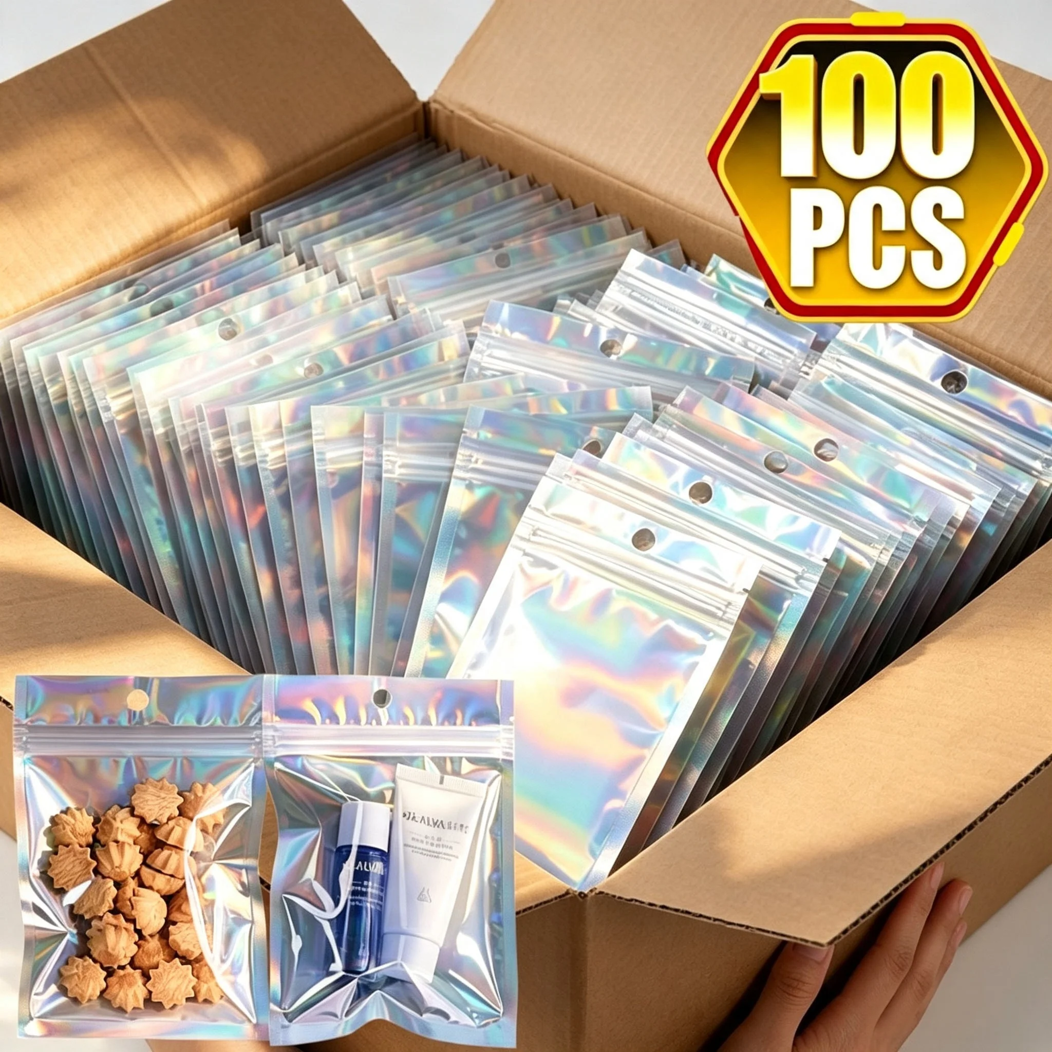 Food Pouch Reusable - 10-100 шт. радужных самозакрывающихся пакетов из