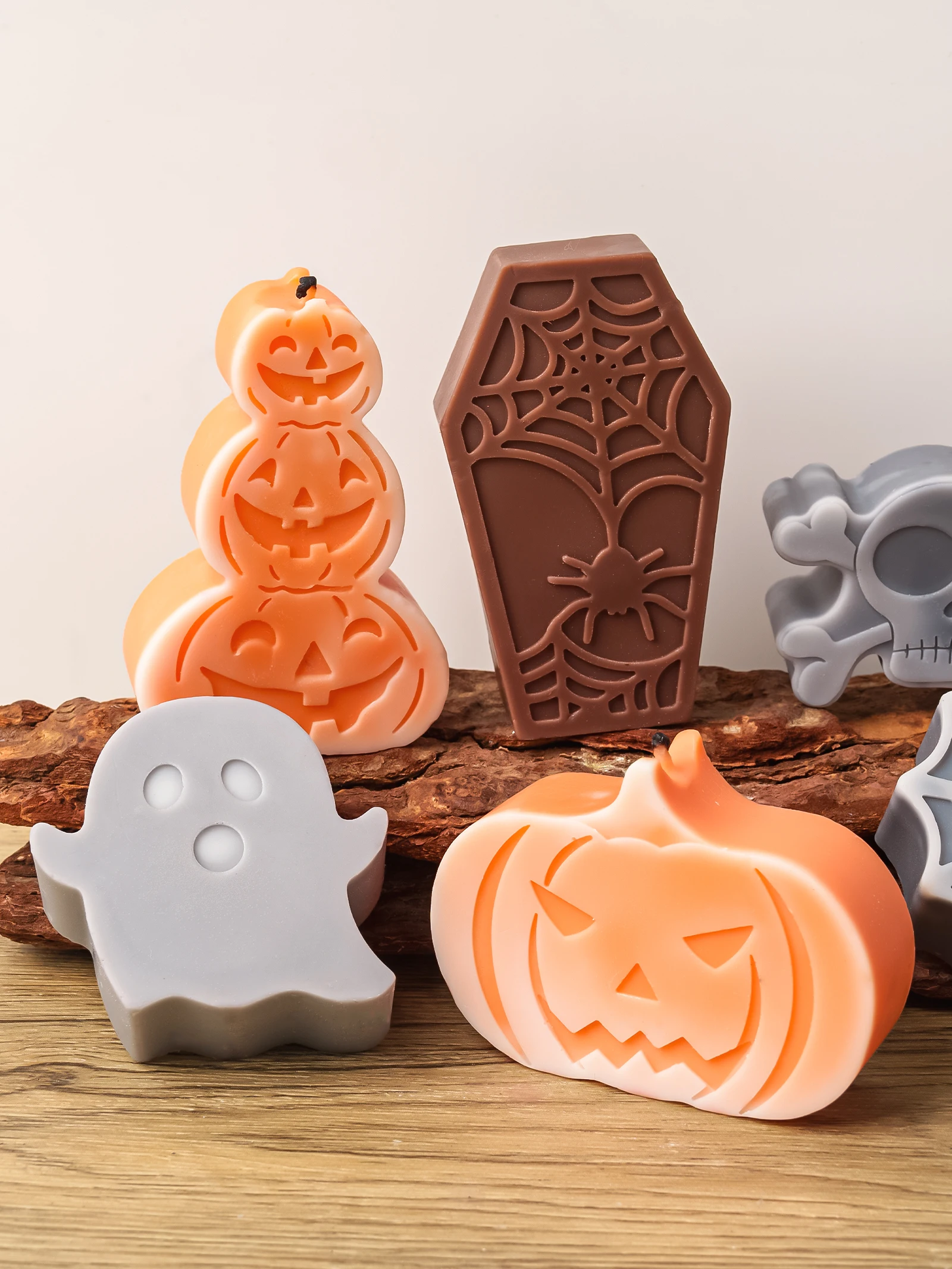 Halloween Series Ghost Silicone Candle Molds Pumpkins Handmade Soap Skull Bat Resin Mold 3D Creative Gypsum Ornament Gifts Mould