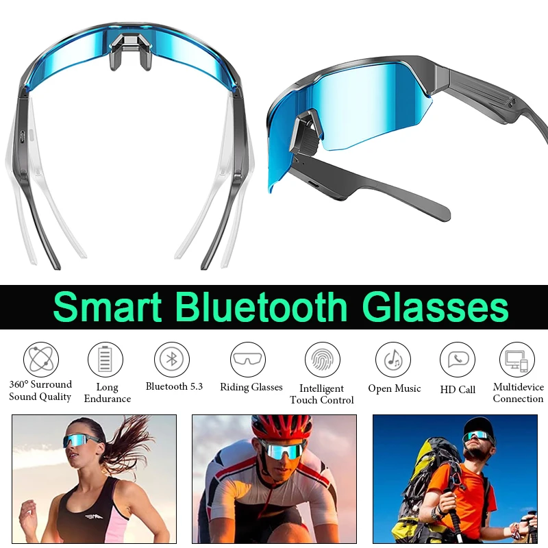 Intelligent Glasses Anti-Ultraviolet Sports Cycling Sunglasses Bluetooth 5.3 Wireless Call Multi-functional Cycling Running