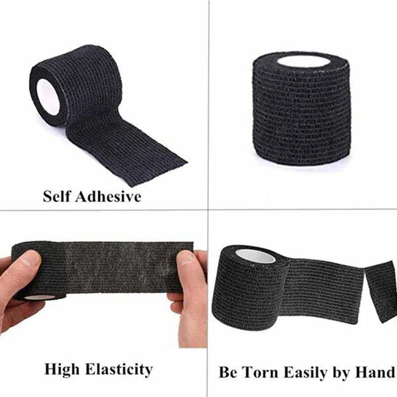 48 Rolls Of Non-Woven Self-Adhesive Bandage Outdoor Sports Tape Finger Joint Bandage 5Cm X 4.5M Black