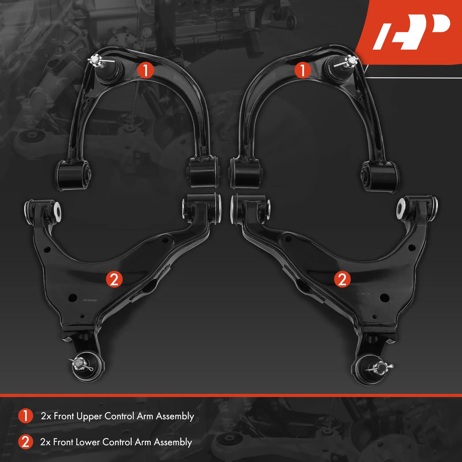A-Premium 4x Front Lower & Upper Control Arm with Ball Joint for Toyota 4Runner 2003-2009 FJ Cruiser Lexus GX470 2003-2009