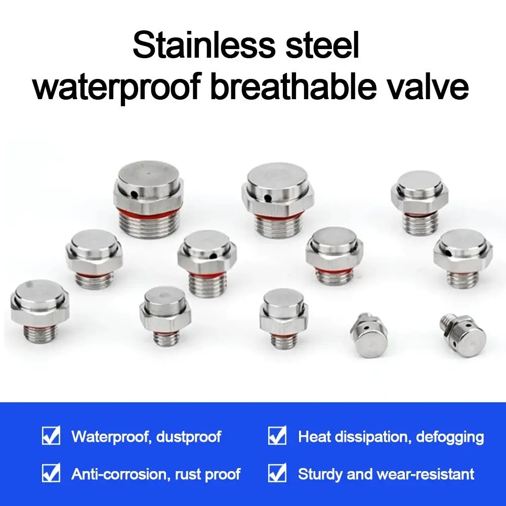 

New 304 Stainless Steel Air Vent Valve Screw In Waterproof Metal Vent Plug M5 M6 M8 M10 M12 Pressure Relief Valve