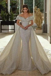 Customzied 2026 Mermaid Luxury Wedding Dresses Sweetheart Off The Shoulder Vestido De Novia Lace Detachable Train Robe