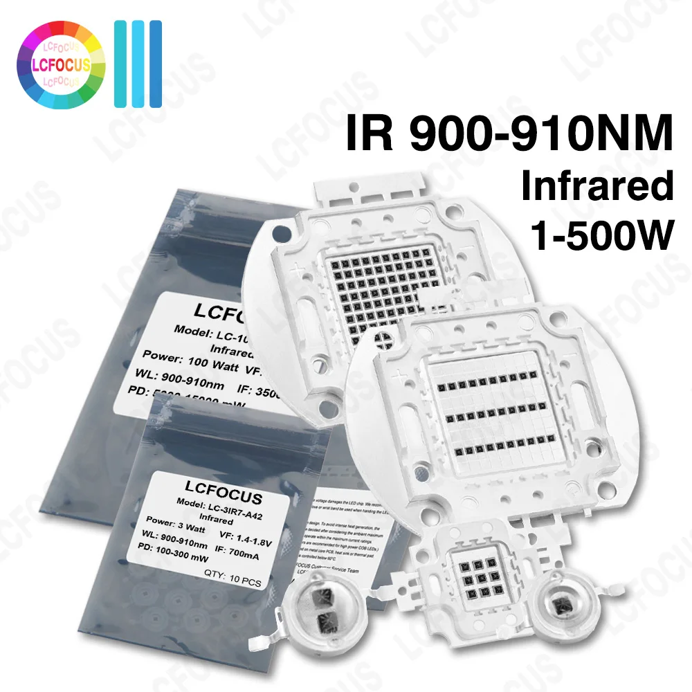 IR 900nm 910nm 3W 5W 10W 20W 30W 50W 100W Infrared Light Beads LED COB Chip For CCTV Monitor Night Vision Camera Security Lamps