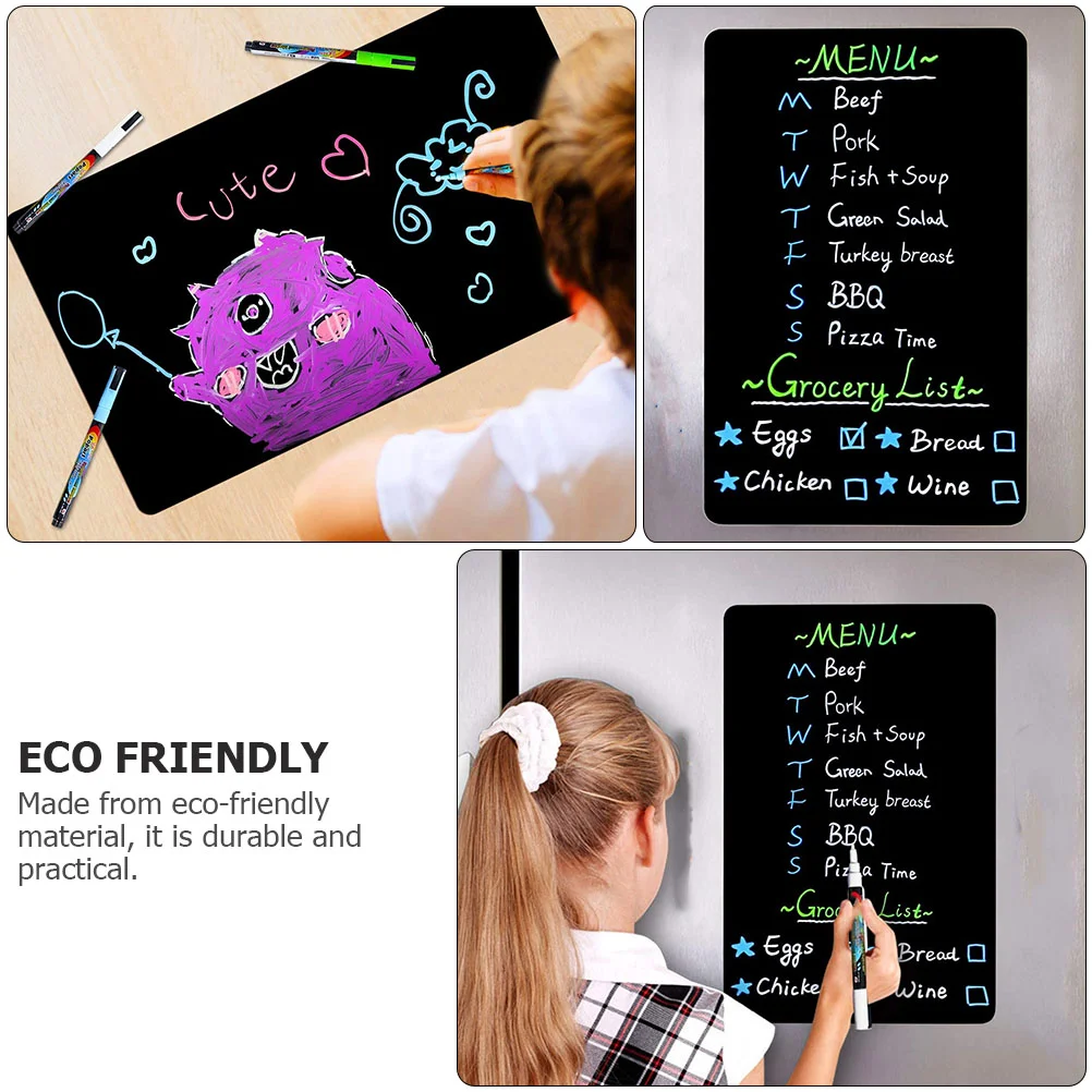 Magnetic Menu Board Fridge Memo Pads Kids Refrigerator Magnets Black Chalkboard Whiteboard Sheet Attraction