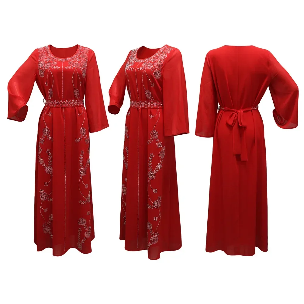 عباية فاخرة من الماس في دبي جلابية نسائية إسلامية للحفلات المسائية قفطان تركي عيد جلابة ملابس إسلامية كيبيا قفطان