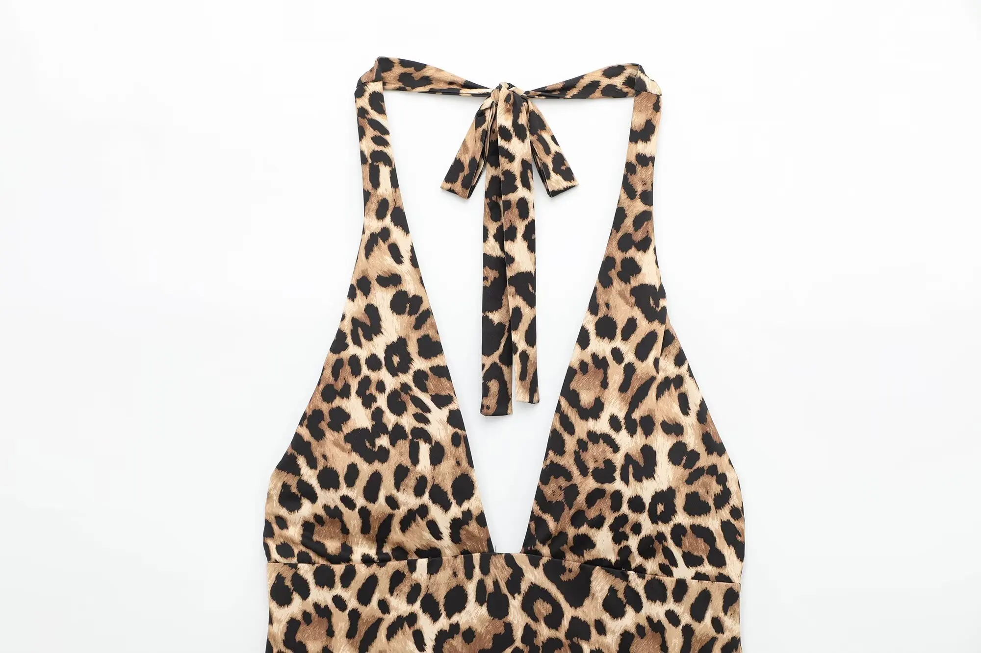   Costume da bagno intero da donna con scollo all'americana e cravatta sul retro Deep - V con stampa alla moda per un look sicuro e alla moda