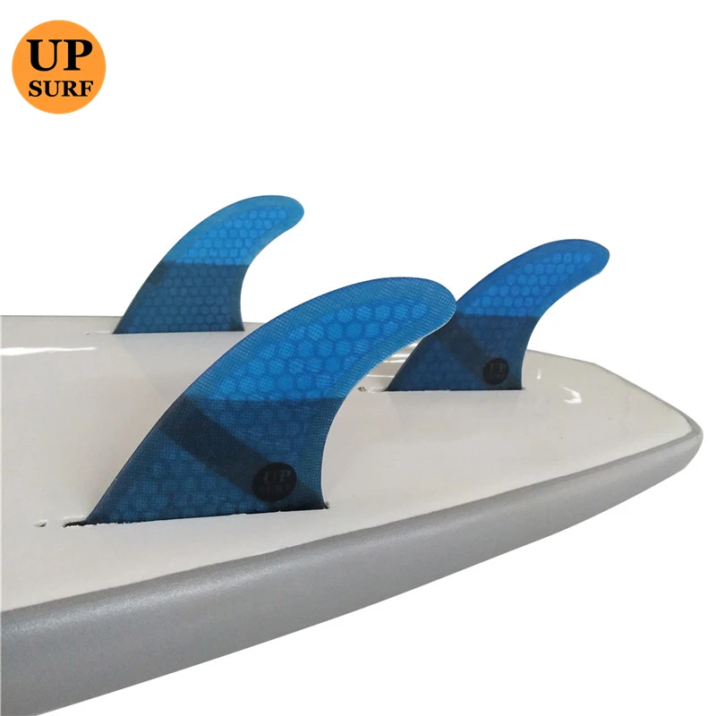 UPSURF FUTURE Fins G7 ขนาดใหญ่ Surf Board สีฟ้าไฟเบอร์กลาสใน Surfing Board Honeycomb Surf Fins Tri Fin ชุด Surf อุปกรณ์เสริม