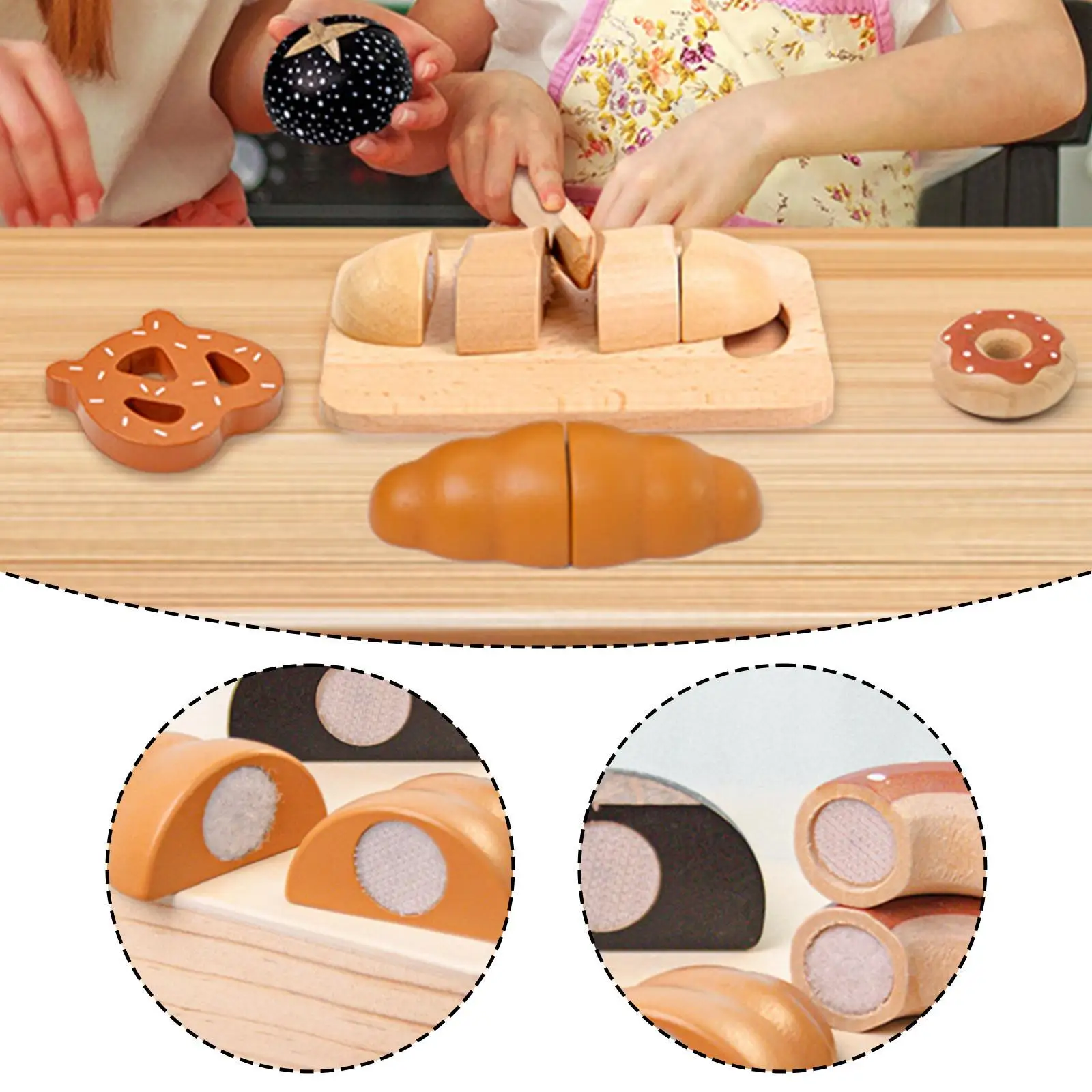 Wooden Cutting Play Foods Toy Developmental Preschool Sharing Kitchen Pretend Toy for Kids Birthday Gifts