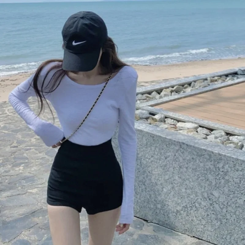 Sexy Skinny High Waist Shorts For Women Summer Fashion Women's Black Zipper Shorts Female Street Korean A-Line Shorts