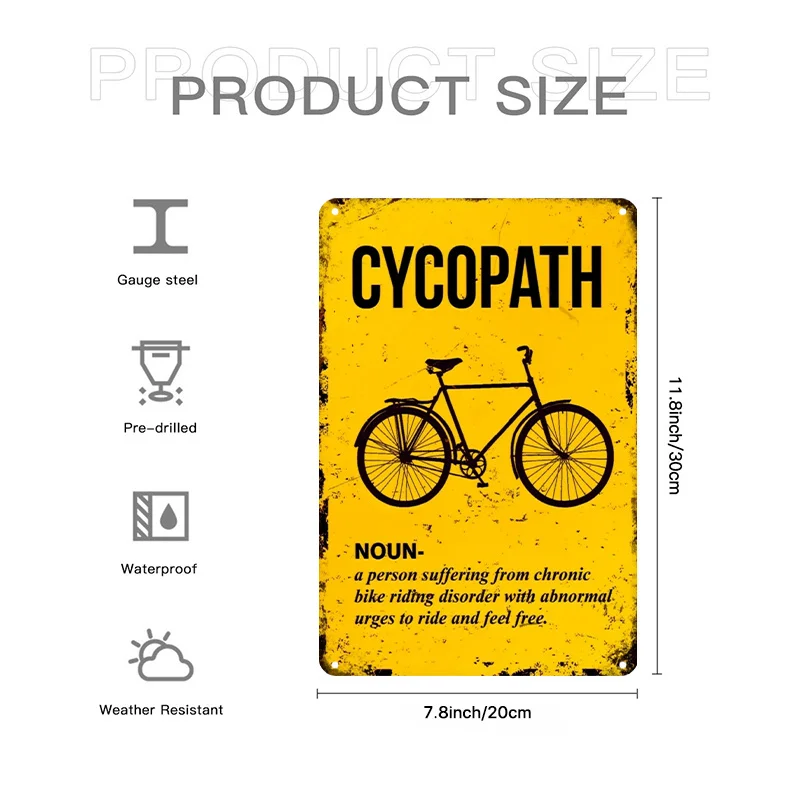 AVintage Metal Tin Sign with a Humorous Cycling Theme,Measuring,Perfect for Home And Bathroom DecorIdeal for Cycling Enthusiasts